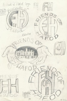 Un o'r camau wrth gynllunio logo Cyfeillion yr Hafod, c. 1987. Cyf. FOH.B/01/19.2